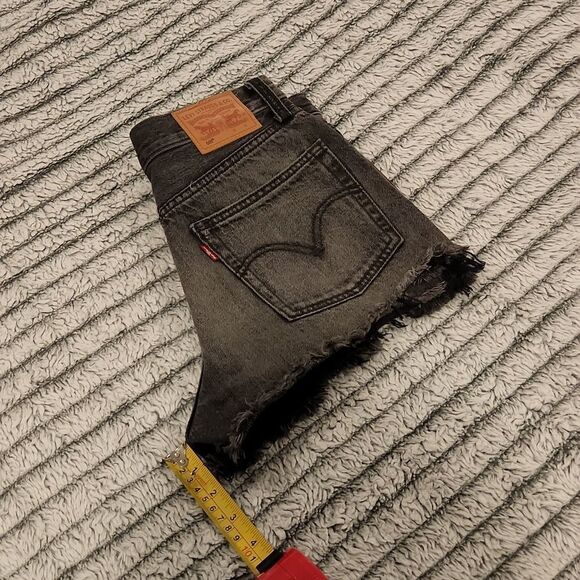 Blackish gray high waist exposed button fly Levi's 501 shorts size 27 - Picture 2 of 8